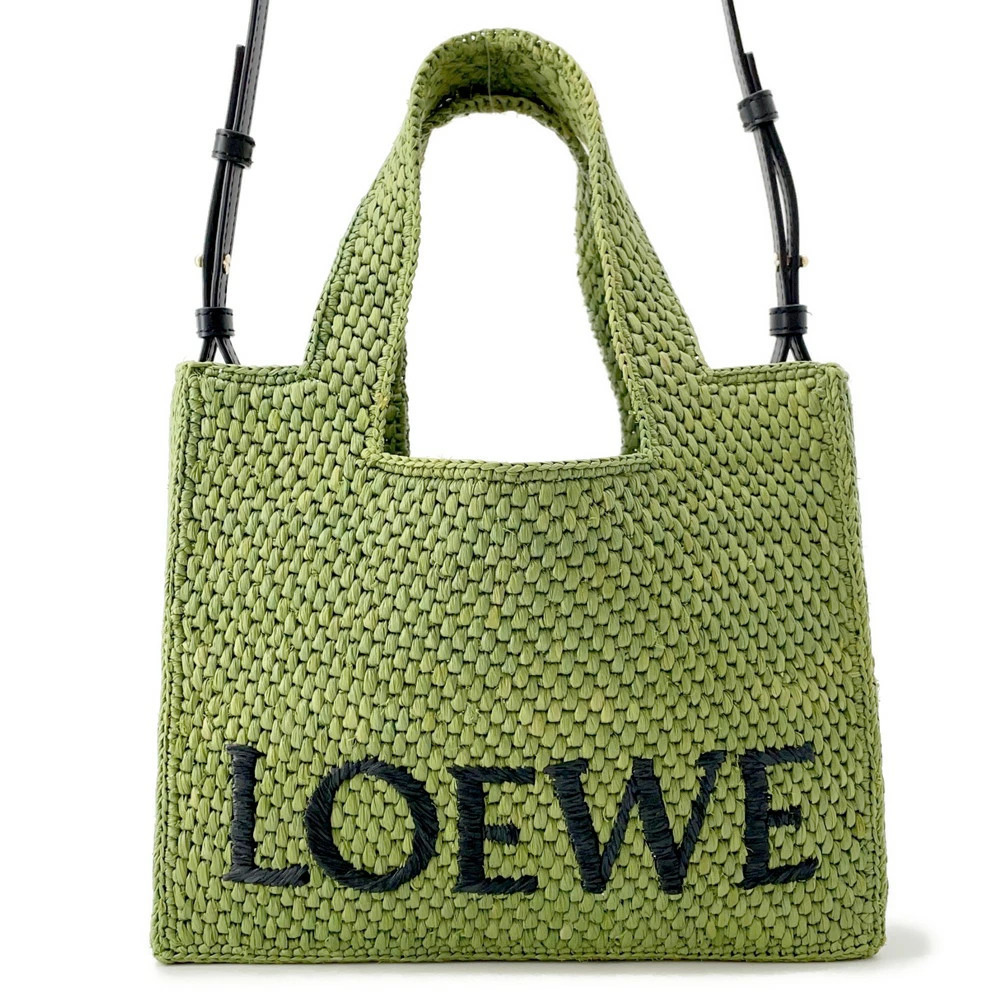 Loewe Font Tote Raffia Handbag Basket Bag